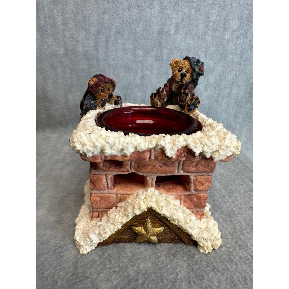VTG Boyds Bears & Friends Elgin & Elliot Christmas 1996 Chimney Candle Holder
